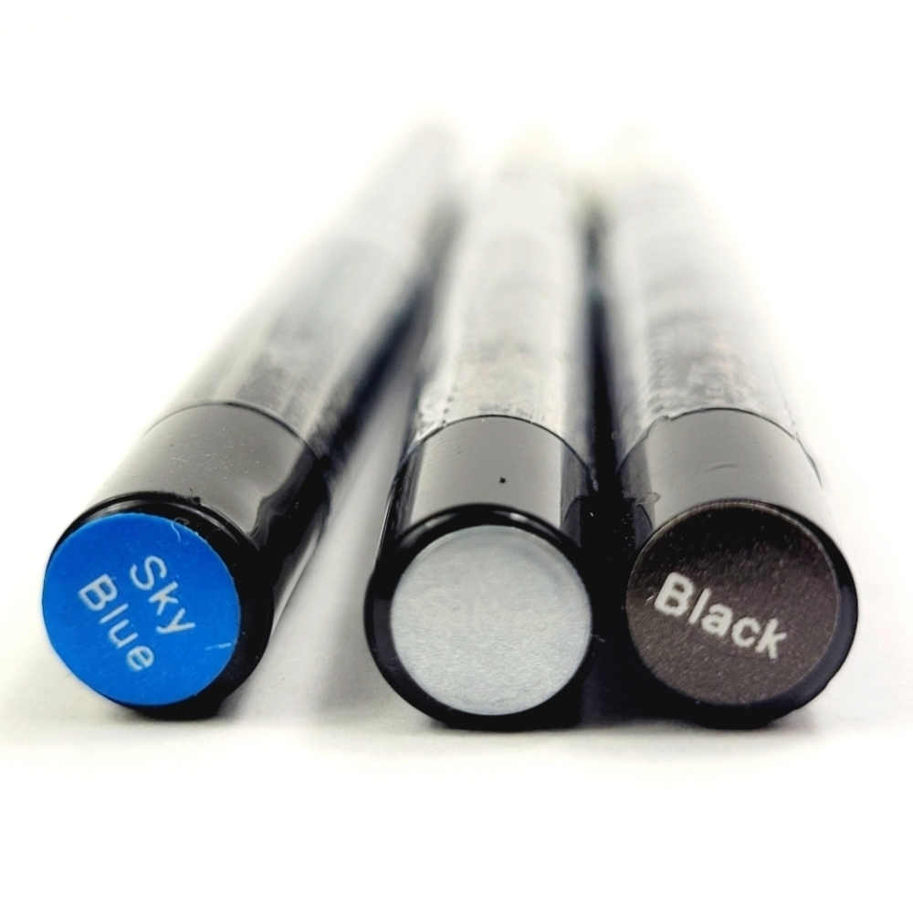 3 Bold Auto Eye Liner Pencils Sky Blue Silver Black